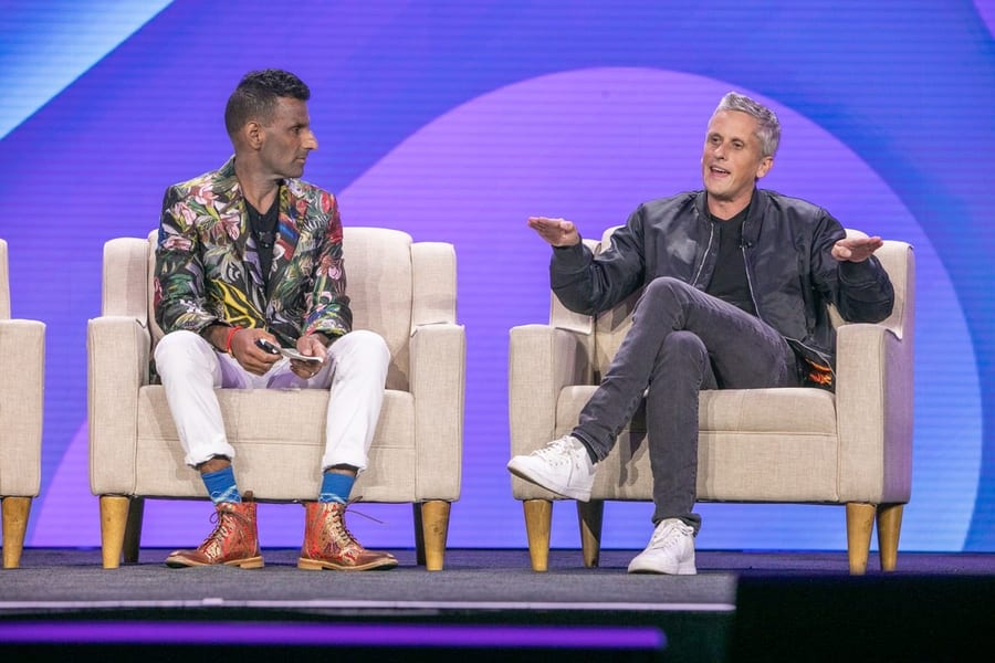 Fireside chat on stage at the Gainsight Pulse conference at Moscone West, San Francisco — corporate event photography by Michael Pegram