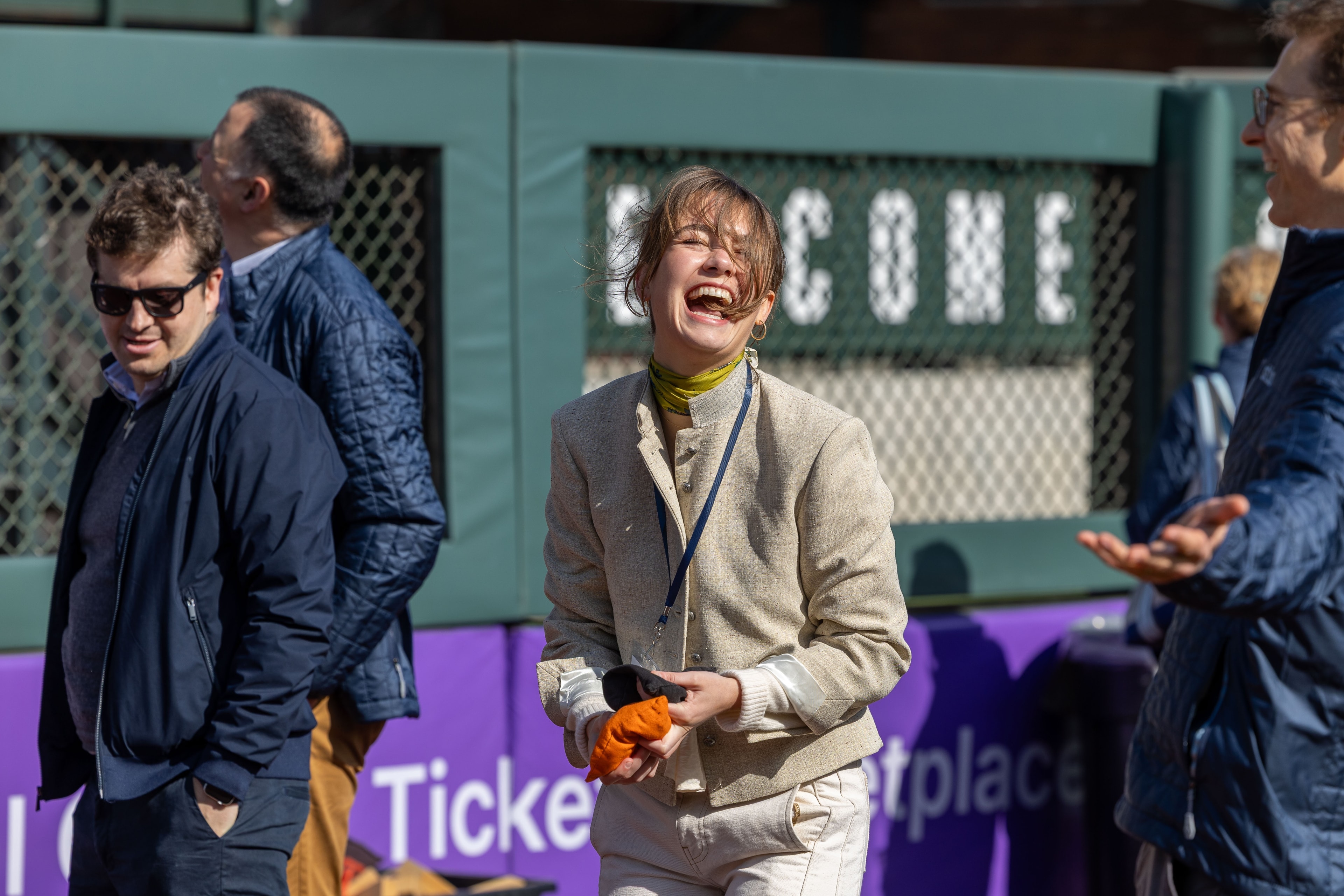 Woman laughing at outdoor corporate event — Michael Pegram Photography